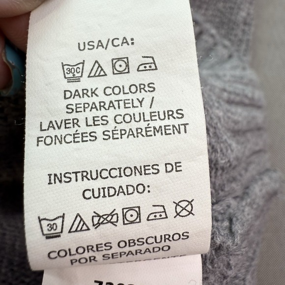 Chaps‎ Sweater Men's Medium Gray Red Henley Heavy Knit Holiday Fair Isle Nordic - Picture 11 of 11